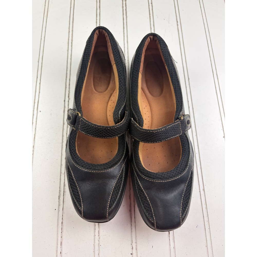 Naturalizer Black Leather Mesh Mary Jane Comfort Flats Women's Size 8M - Picture 3 of 10
